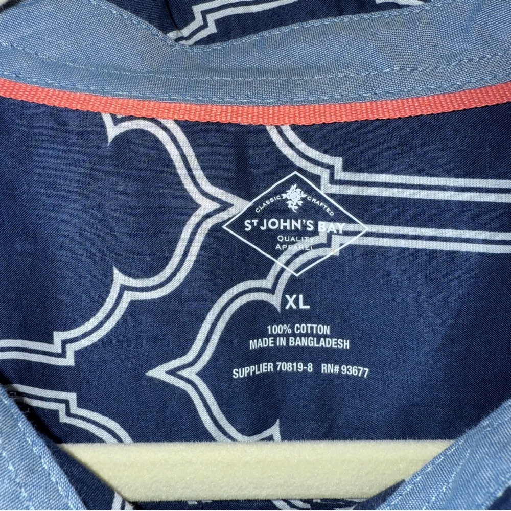 St. John's Bay Women’s Navy‎ White Moroccan Cotton Button lightweight Shirt XL - Picture 7 of 11